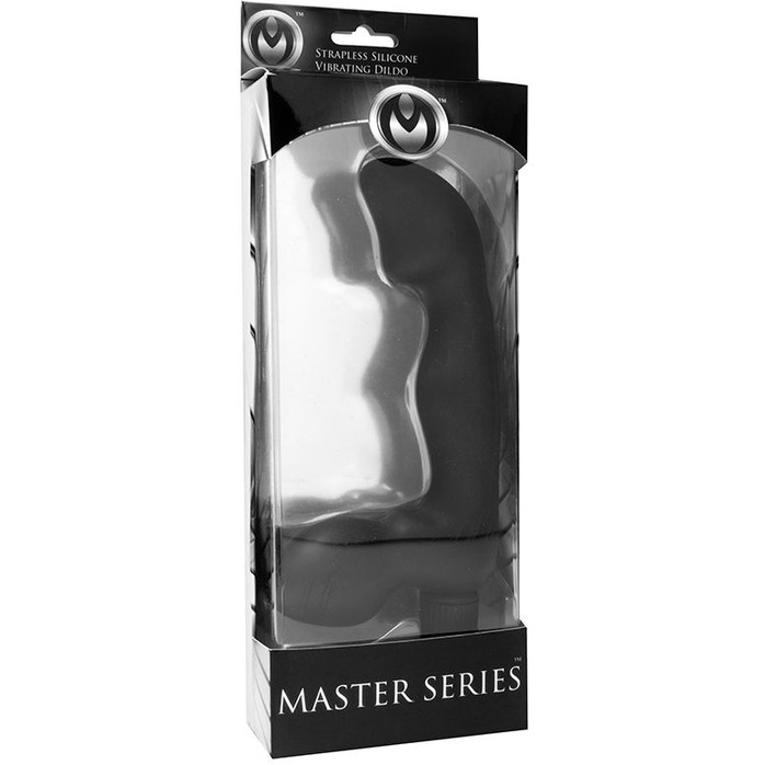 Безремневый черный страпон со стимуляцией G-точки Karma Strapless G-Spot Vibe - 16,5 см - Master Series. Фотография 4.