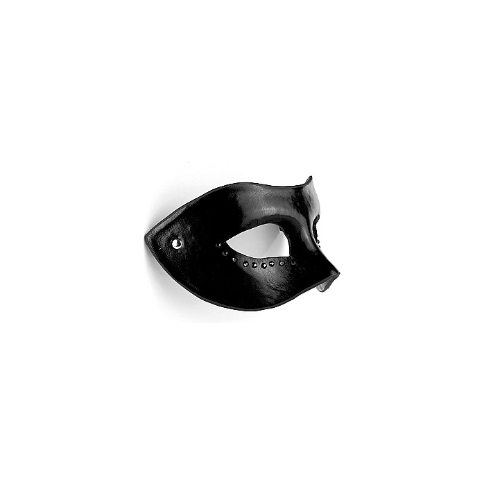 Черная кожаная маска со стразами Diamond Mask - Ouch!. Фотография 2.