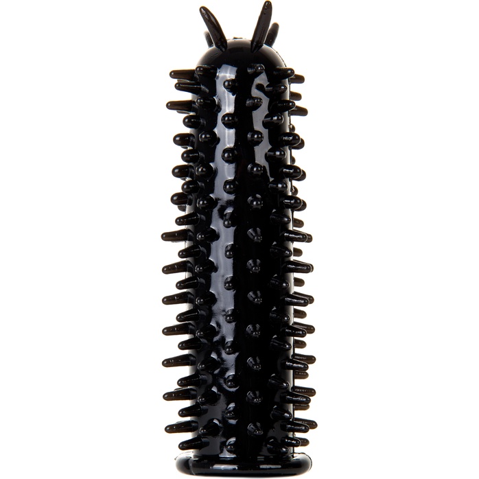 Черная насадка на пенис с шипами по всей длине - 13 см - Shots Toys