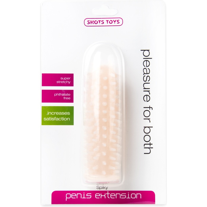 Телесная насадка на пенис с шипами по всей длине - 13 см - Shots Toys. Фотография 2.