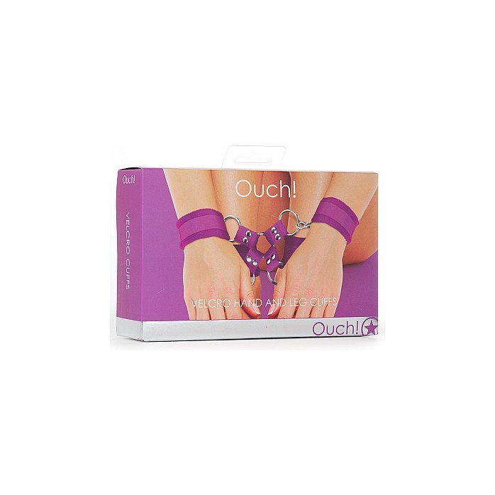 Фиолетовый комплект оков Velcro hand and leg cuffs - Ouch!. Фотография 2.