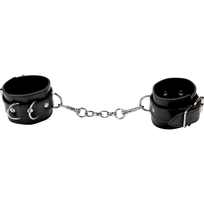 Черные кожаные наручники с заклепками - Ouch!