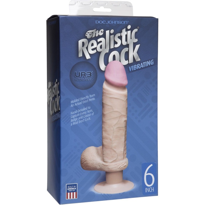 Вибромассажер-реалистик на присоске The Realistic Cock ULTRASKYN Vibrating 6”- 21,6 см - The Realistic Cock. Фотография 2.