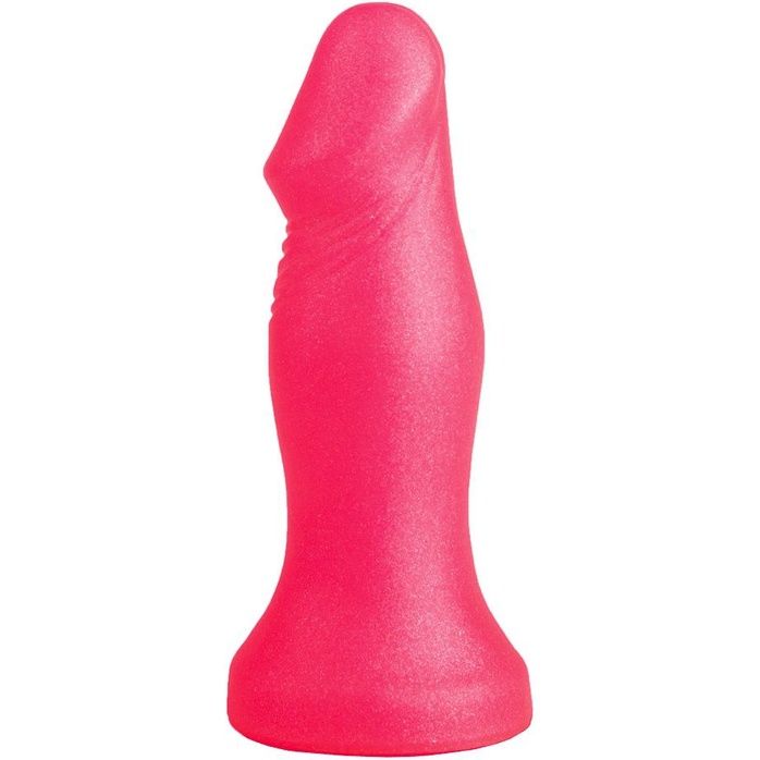 Розовый анальный фаллоимитатор с ограничительным основанием - 14 см