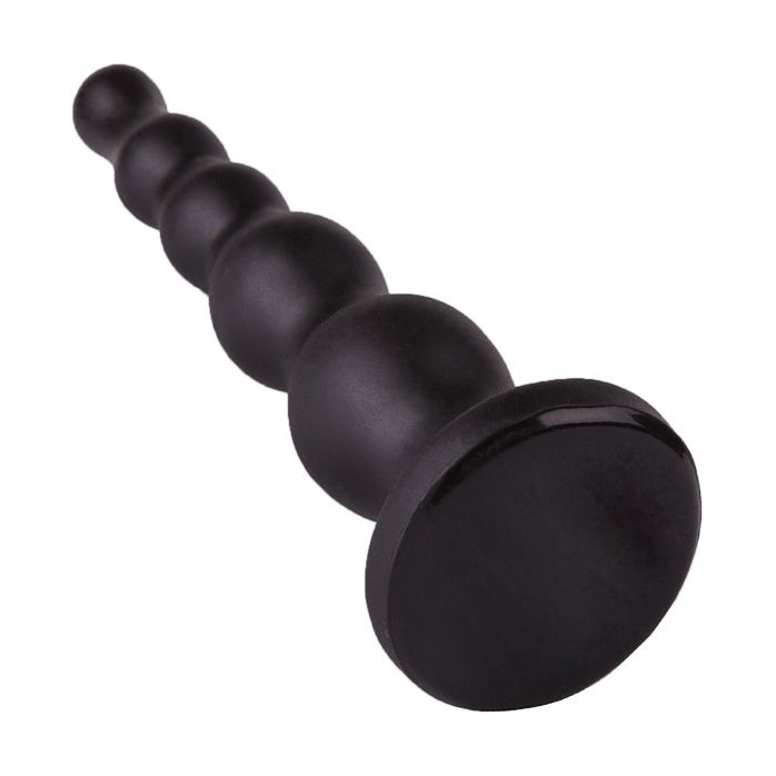 Чёрная анальная ёлочка с ограничительным основанием - 17,5 см. Фотография 2.