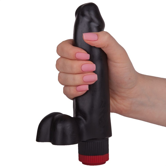 Чёрный вибратор-реалистик - 16,5 см. Фотография 2.