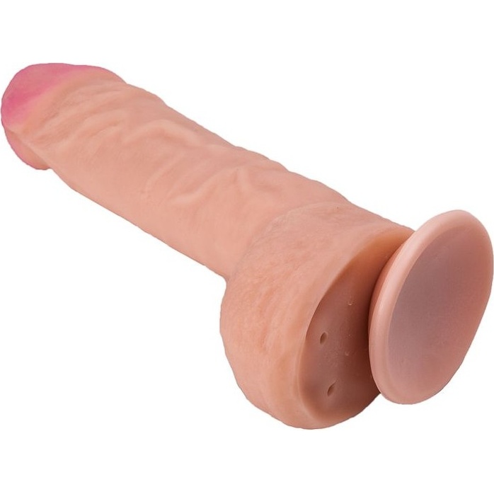 Реалистичный фаллоимитатор с розовой головкой - 21 см. Фотография 5.