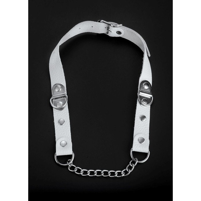 Белый кожаный кляп с цепью - BDSM accessories