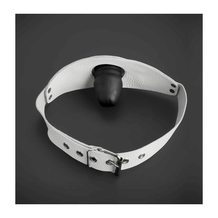 Белый кожаный кляп на регулируемых ремешках - BDSM accessories