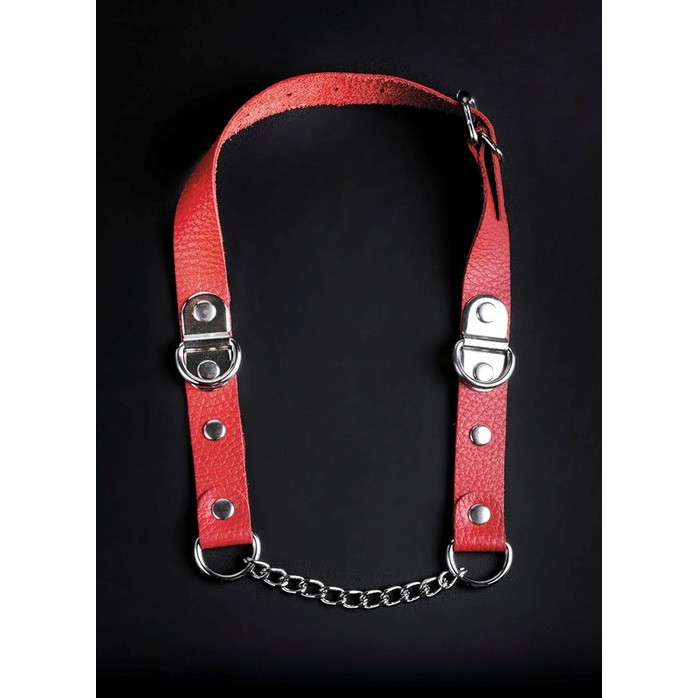 Красный кожаный кляп с цепью - BDSM accessories