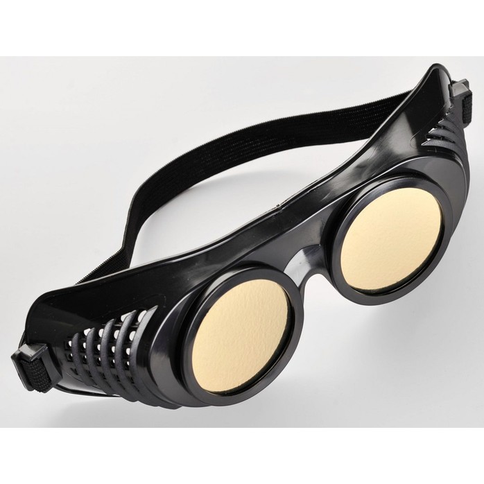 Чёрная латексная маска Крюгер с золотистыми окошками - BDSM accessories