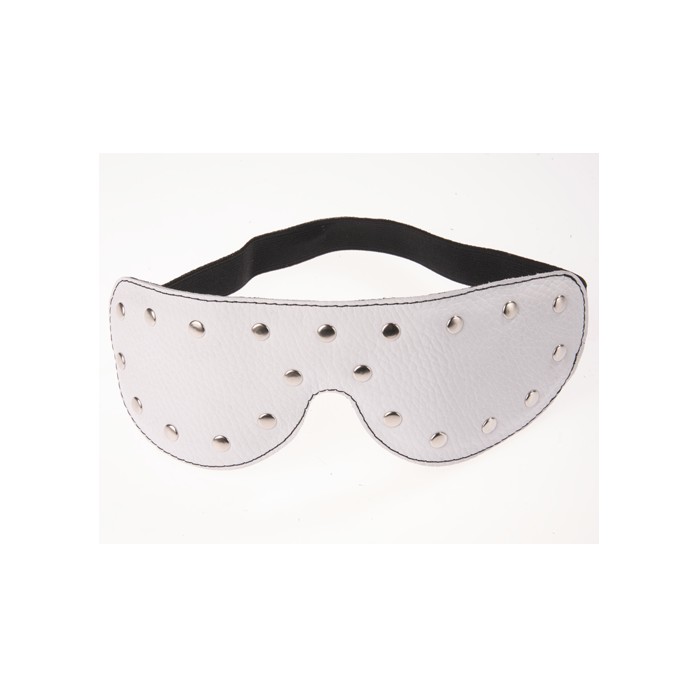 Белая кожаная маска на глаза с заклепками - BDSM accessories