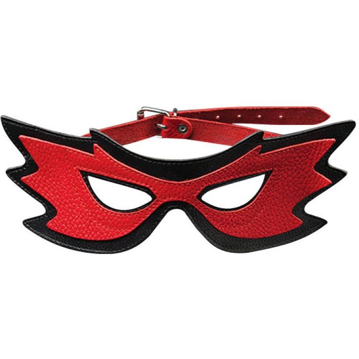 Красно-чёрная маска на глаза с разрезами - BDSM accessories. Фотография 3.