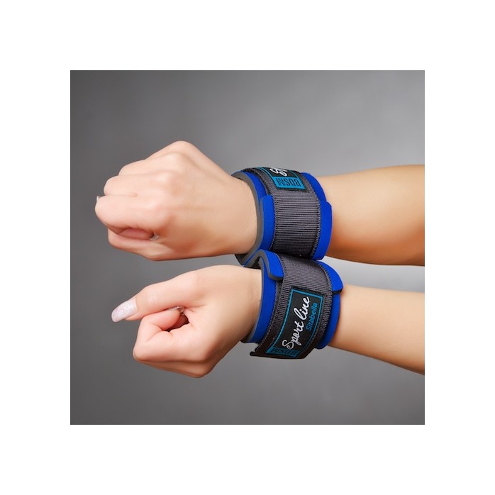 Синие наручники для начинающих с застежками на липучках - Sport Line