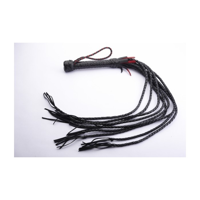 Чёрная кожаная плеть с 9 хвостами - BDSM accessories