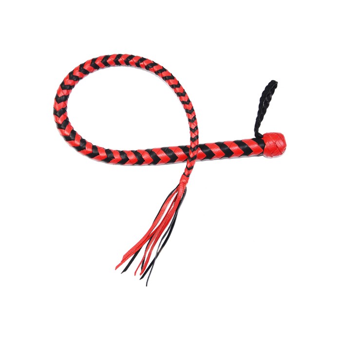 Красно-черная кожаная плеть - 70 см - BDSM accessories