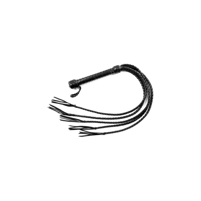Чёрная кожаная плеть с 5 хвостами - 70 см - BDSM accessories