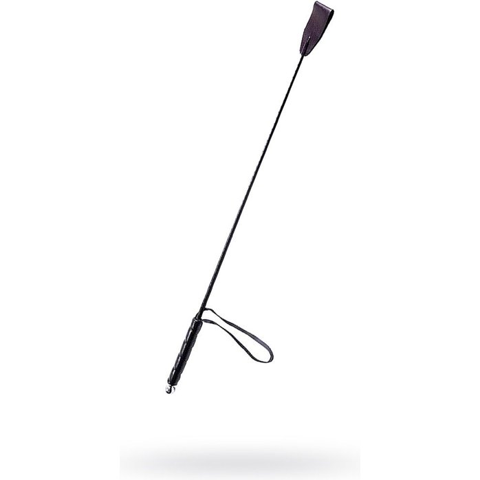 Чёрный стек с кожаной ручкой - 58 см - BDSM accessories. Фотография 3.