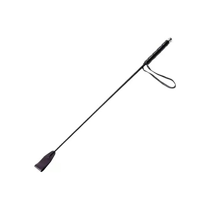 Чёрный стек с кожаной ручкой - 58 см - BDSM accessories