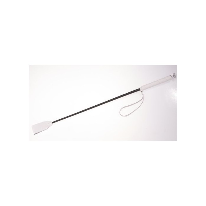 Белый стек с кожаной ручкой - 70 см - BDSM accessories