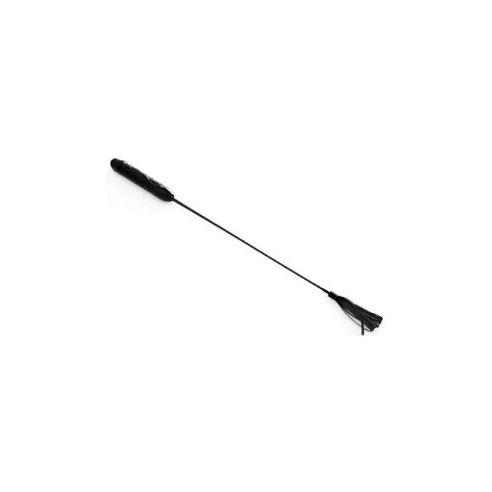 Чёрный стек с кисточками на конце и ручкой-фаллосом - 62 см - Passion Line
