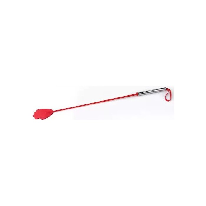 Красный стек с металлической хромированной ручкой - 62 см - BDSM accessories