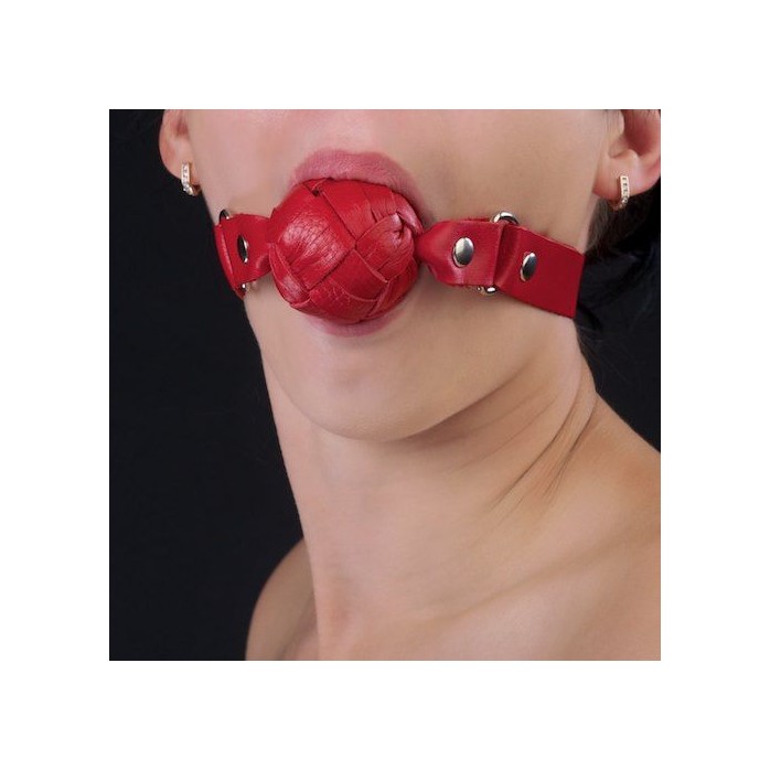 Красный кожаный кляп-шар - BDSM accessories