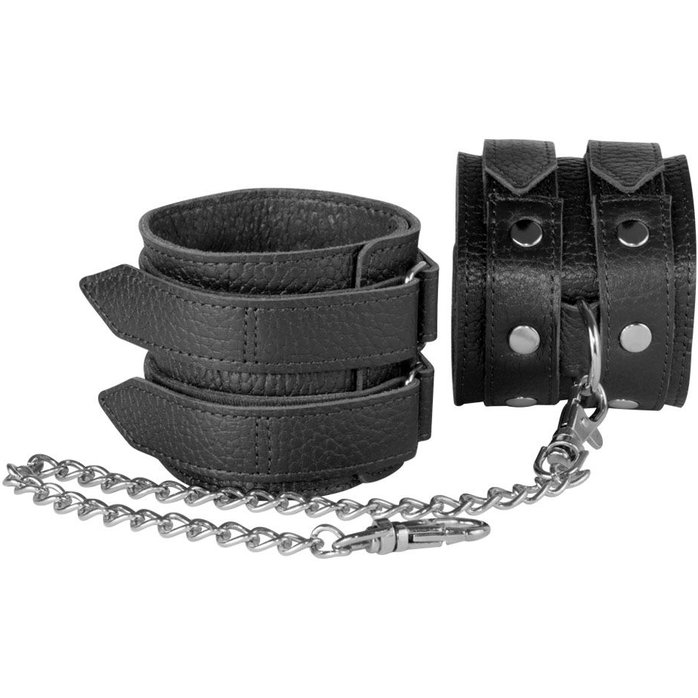Чёрные кожаные оковы - BDSM accessories. Фотография 3.
