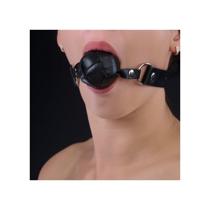 Чёрный кожаный кляп-шар - BDSM accessories