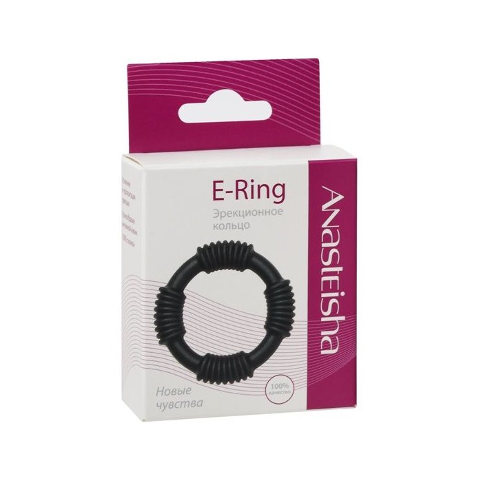 Черное эрекционное кольцо E-Ring. Фотография 2.