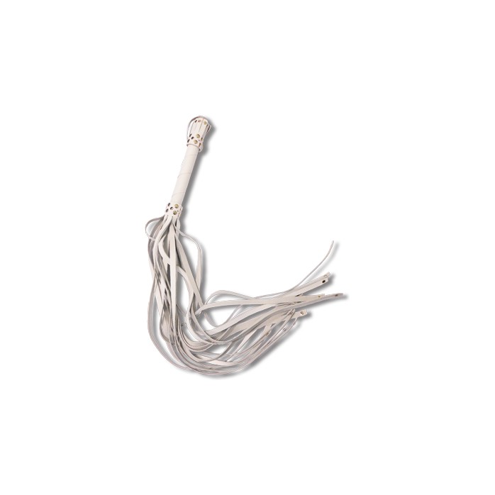 Белая кожаная плеть с хвостами-лентами - 78 см - BDSM accessories