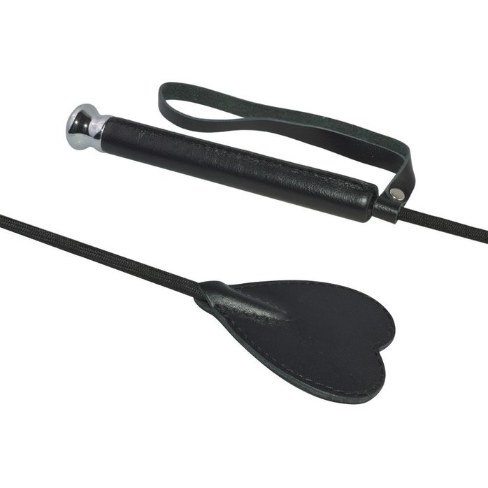 Чёрный стек с шлепком-сердечком - 70 см - BDSM accessories. Фотография 3.