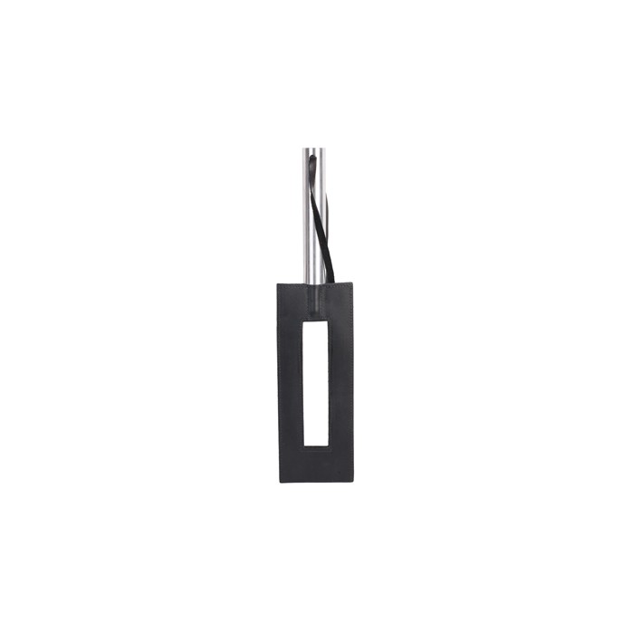 Чёрная кожаная шлёпалка-рамка Leather Gap Paddle - 36 см - Fetish Factory