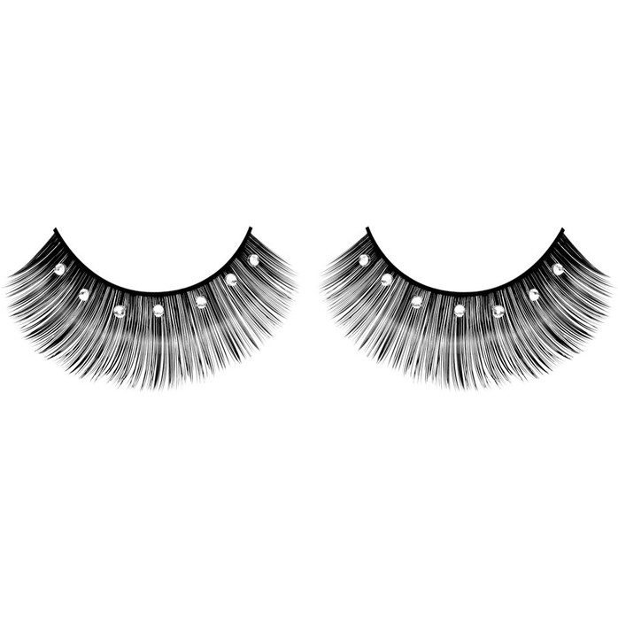 Чёрные ресницы с серебристыми стразами - Eyelashes Collection