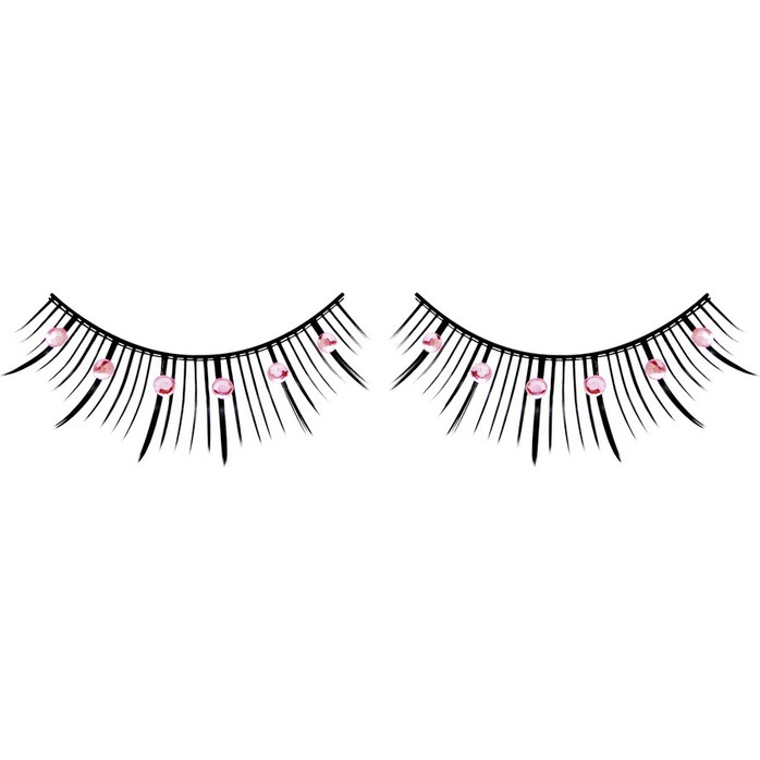 Чёрные ресницы с розовыми стразами - Eyelashes Collection