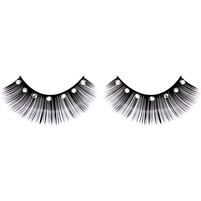 Чёрные пушистые ресницы с серебряными стразами - Eyelashes Collection