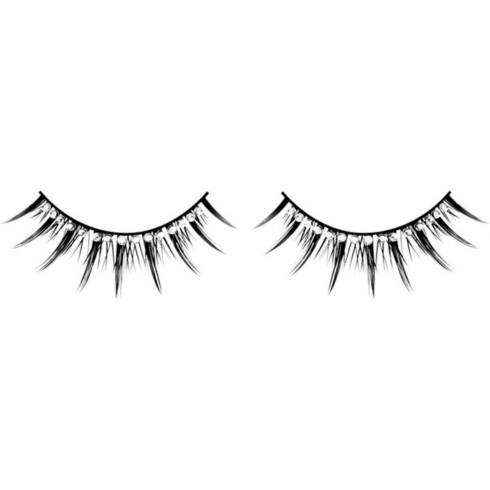 Чёрные ресницы разной длины с серебряными стразами - Eyelashes Collection