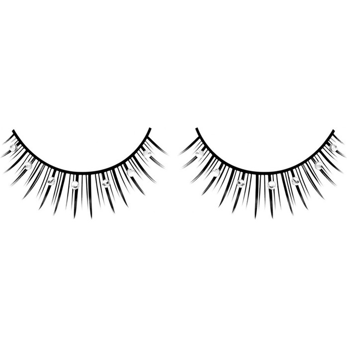 Чёрные ресницы с серебряными стразами - Eyelashes Collection