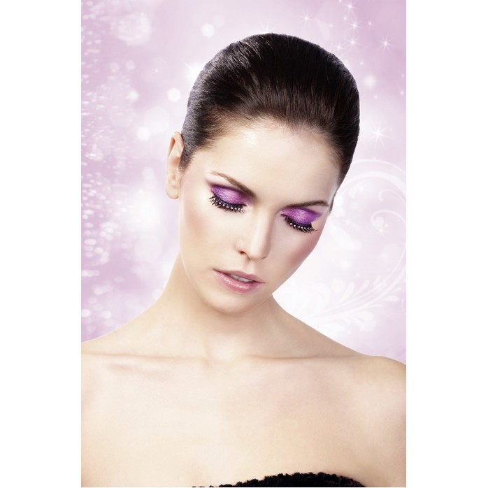 Длинные черные ресницы с серебряными стразами - Eyelashes Collection. Фотография 2.