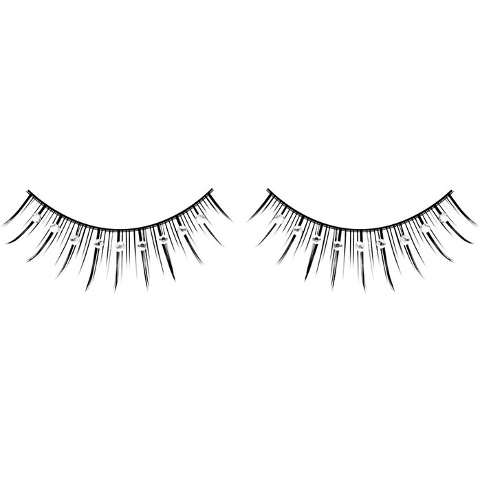 Длинные черные ресницы с серебряными стразами - Eyelashes Collection