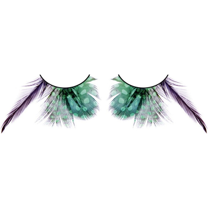 Зеленые ресницы с фиолетовыми перьями - Eyelashes Collection