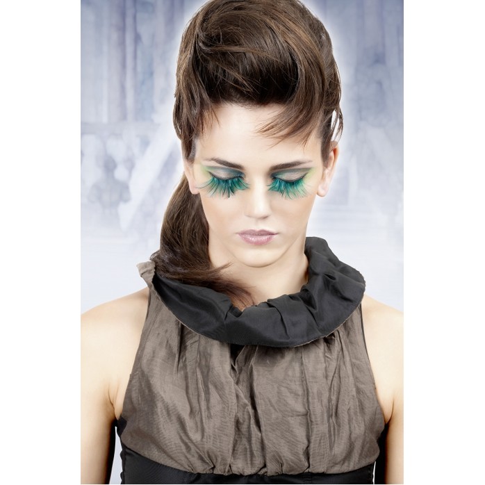 Ярко-голубые ресницы-перья - Eyelashes Collection. Фотография 2.