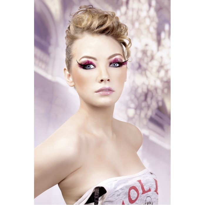 Розово-черные ресницы-перья - Eyelashes Collection. Фотография 2.