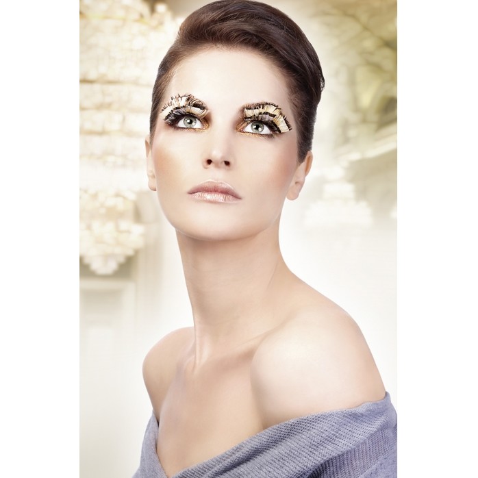 Бежево-коричневые реснички-перья - Eyelashes Collection. Фотография 2.