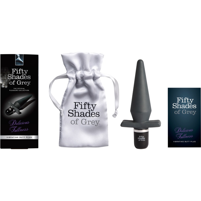 Черная анальная пробка с вибрацией Delicious Fullness Vibrating Butt Plug - 14 см - Fifty Shades of Grey. Фотография 4.