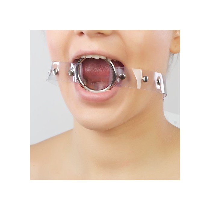 Кляп-кольцо на прозрачных ремешках - BDSM accessories