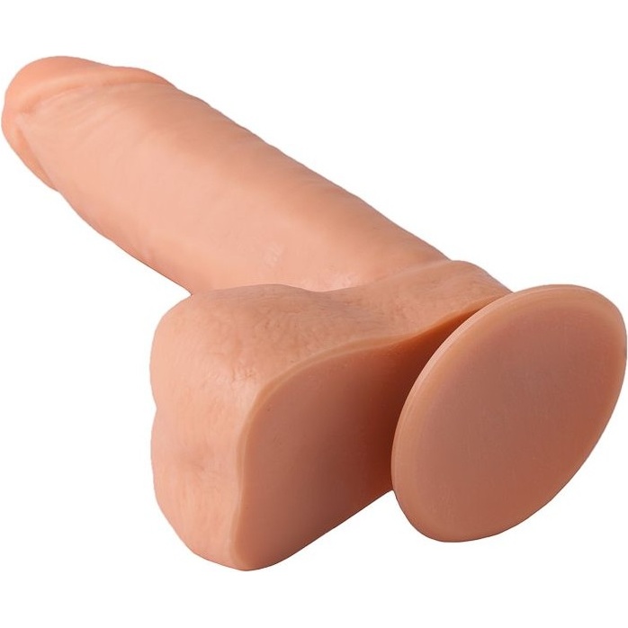 Гелевый фаллоимитатор с мошонкой на присоске - 19 см. Фотография 5.