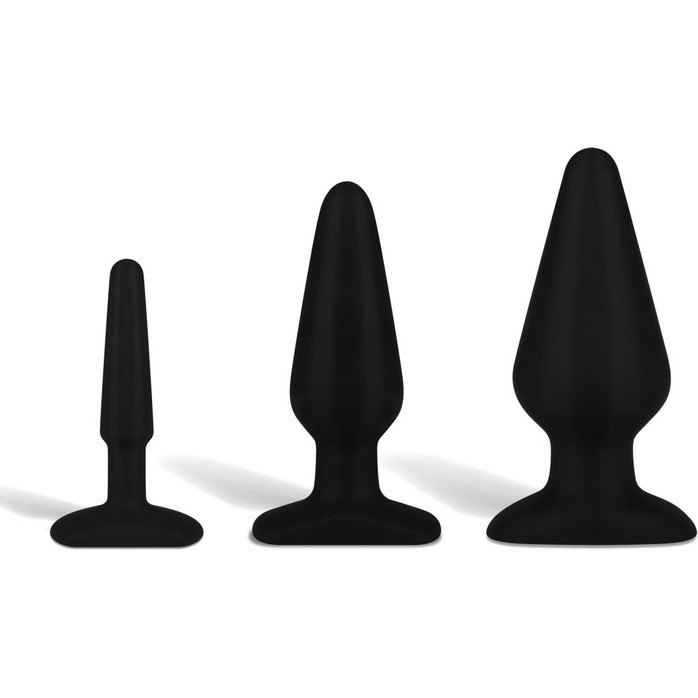 Набор черных анальных плагов из ультрабархатистого силикона