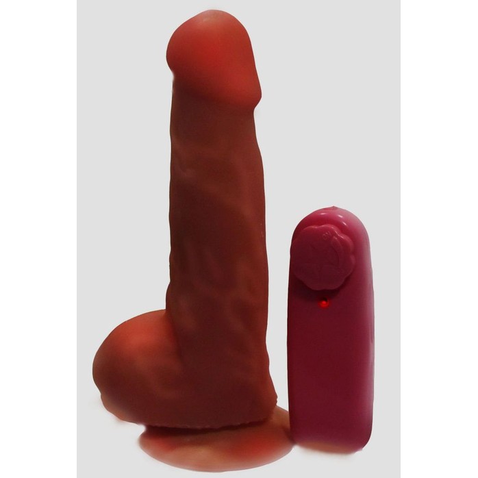 Реалистичный вибромассажер с выносным блоком - 17,5 см