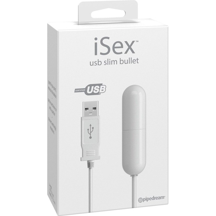 Белая вибропуля с шнуром питания USB - ISex